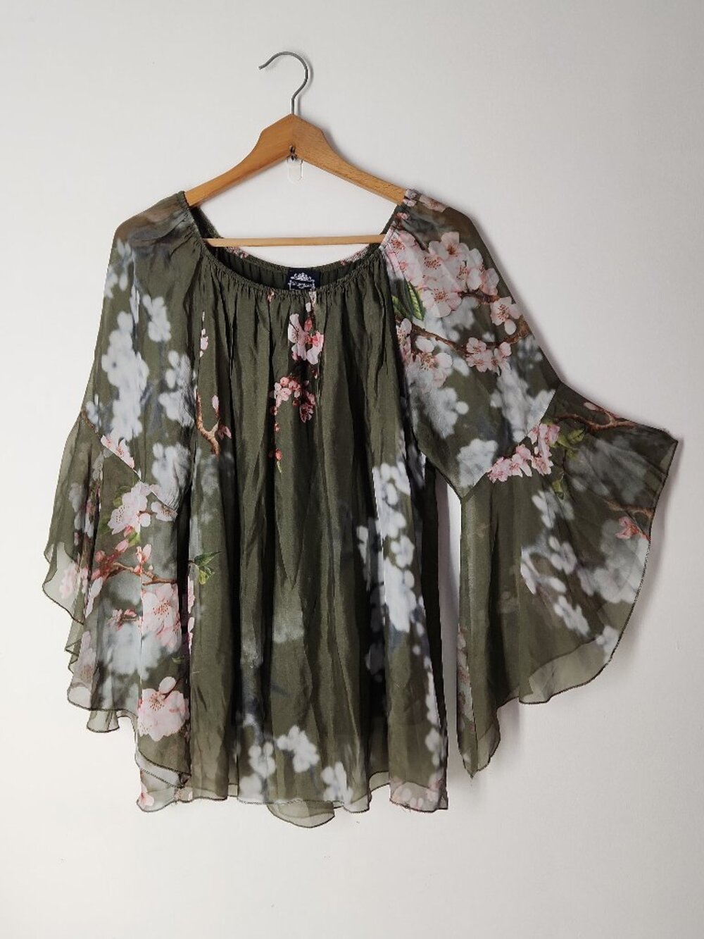 Le Marais Paris Italy Silk floral blossom flowy romantic fairycore blouse top XL